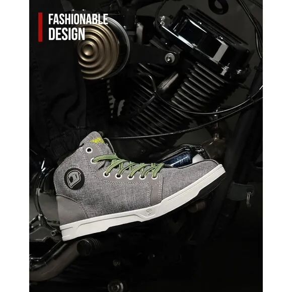 IRON JIA'S Men's Breathable Protective Motorcycle Shoes - Grey Size 10 (1346)