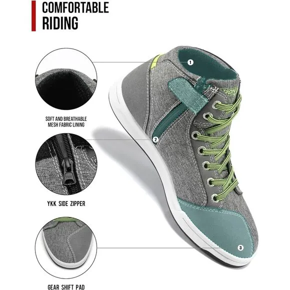 IRON JIA'S Men's Breathable Protective Motorcycle Shoes - Grey Size 10 (1346)