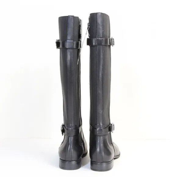 Isaac Mizrahi Live! Women's Black Gored Leather Riding Boots w/ Buckle