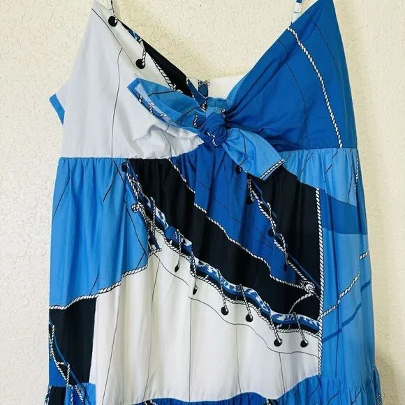 J Crew Cotton Poplin Dress Ratti Regatta Print Blue Sail Boat Nautical Women's 8