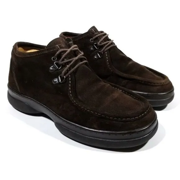 J CREW English Dark Brown Suede Leather Moc Toe Low Top Lace Up Boots Mens 10.5