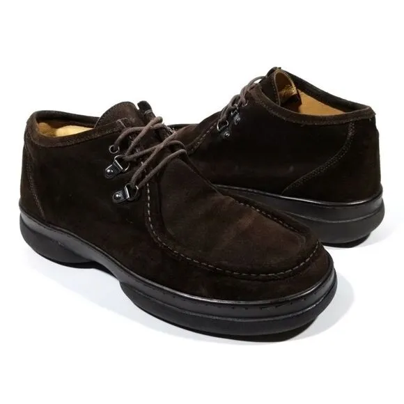J CREW English Dark Brown Suede Leather Moc Toe Low Top Lace Up Boots Mens 10.5