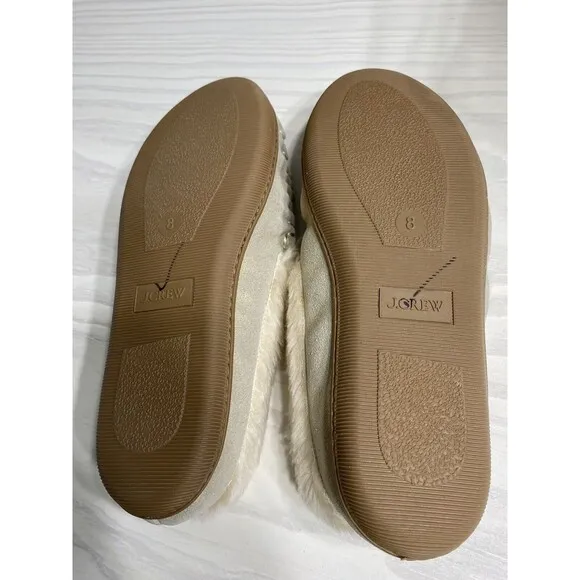 J Crew Lodge Shoes In Metallic Moccasins Slippers Women Size 8