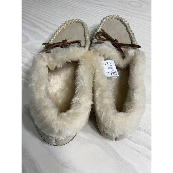 J Crew Lodge Shoes In Metallic Moccasins Slippers Women Size 8
