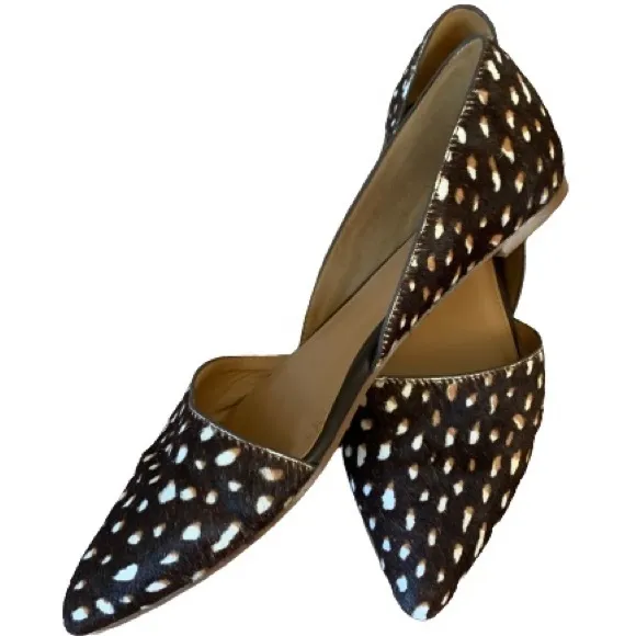 J. Crew Real Calf pony hair D'Orsay Flats Shoes Animal Print Size 7 slip ons