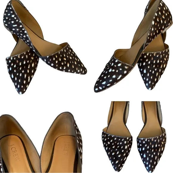 J. Crew Real Calf pony hair D'Orsay Flats Shoes Animal Print Size 7 slip ons
