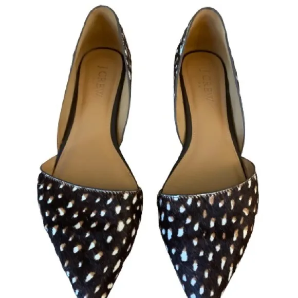 J. Crew Real Calf pony hair D'Orsay Flats Shoes Animal Print Size 7 slip ons