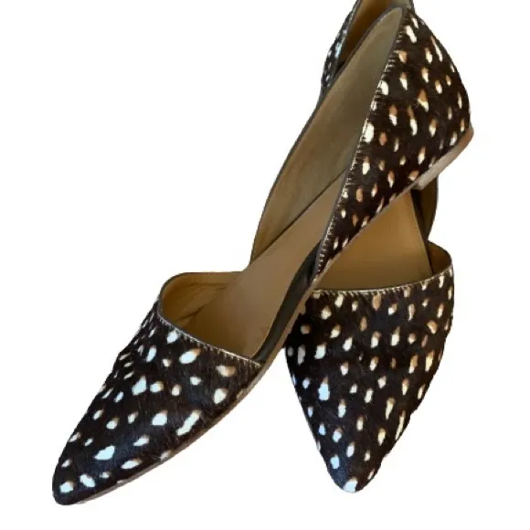 J. Crew Real Calf pony hair D'Orsay Flats Shoes Animal Print Size 7 slip ons