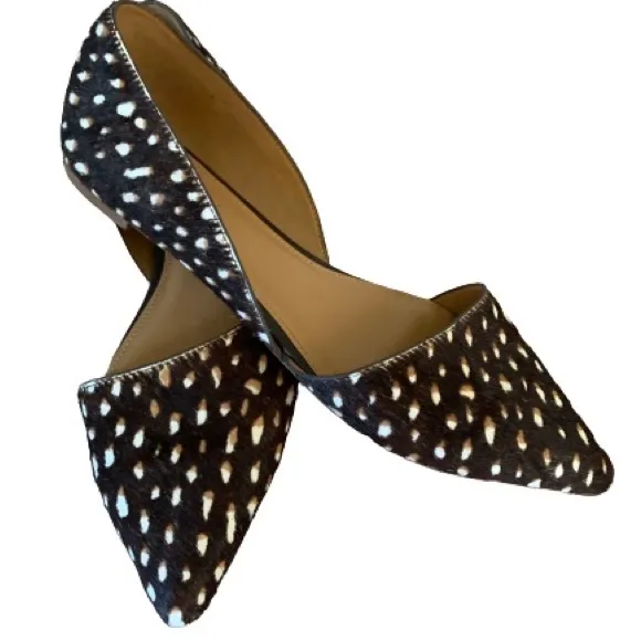 J. Crew Real Calf pony hair D'Orsay Flats Shoes Animal Print Size 7 slip ons
