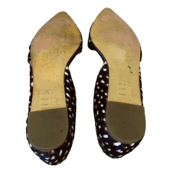J. Crew Real Calf pony hair D'Orsay Flats Shoes Animal Print Size 7 slip ons