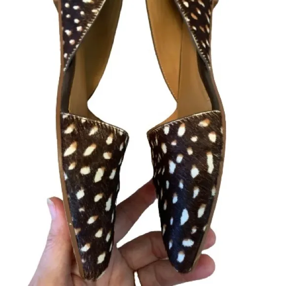 J. Crew Real Calf pony hair D'Orsay Flats Shoes Animal Print Size 7 slip ons