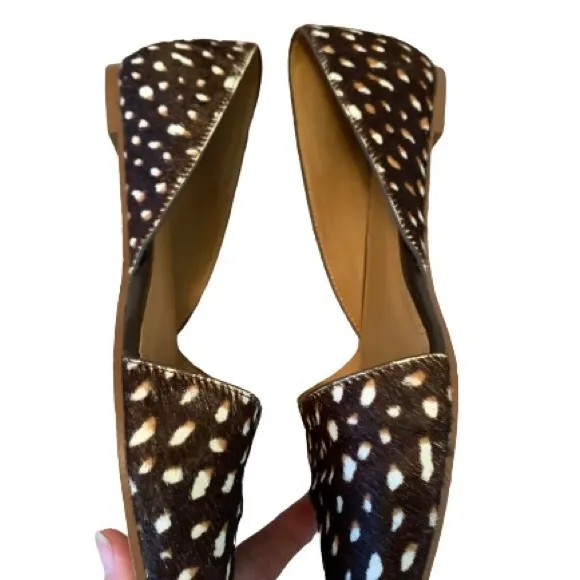 J. Crew Real Calf pony hair D'Orsay Flats Shoes Animal Print Size 7 slip ons