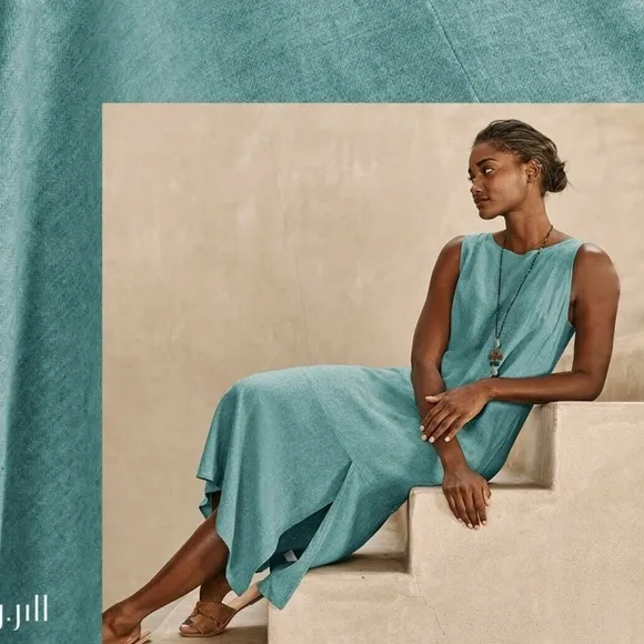 J. Jill Purejill Linen Blend Asymmetrical Maxi Dress Size Small