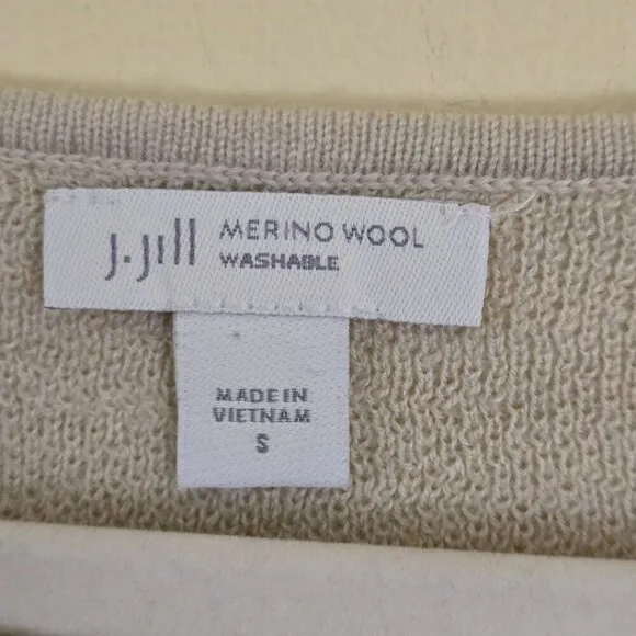 J. Jill Washable Merino Wool Boat Neck Lightweight Neutral Beige Tunic Size S