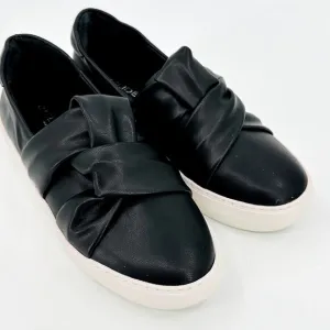 J Slides Black Lux Slip On Sneaker Womens Size 6.5 Faux Leather New