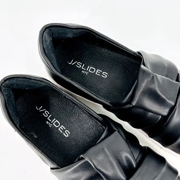J Slides Black Lux Slip On Sneaker Womens Size 6.5 Faux Leather New
