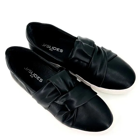 J Slides Black Lux Slip On Sneaker Womens Size 6.5 Faux Leather New