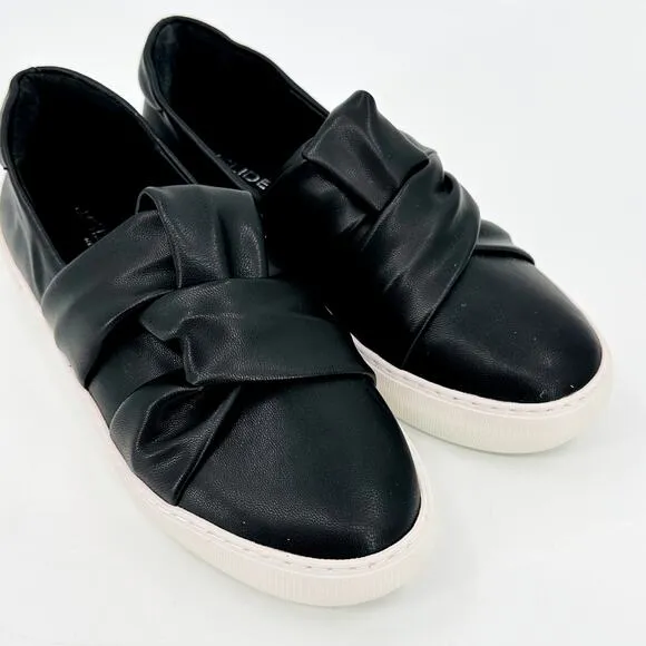 J Slides Black Lux Slip On Sneaker Womens Size 6.5 Faux Leather New