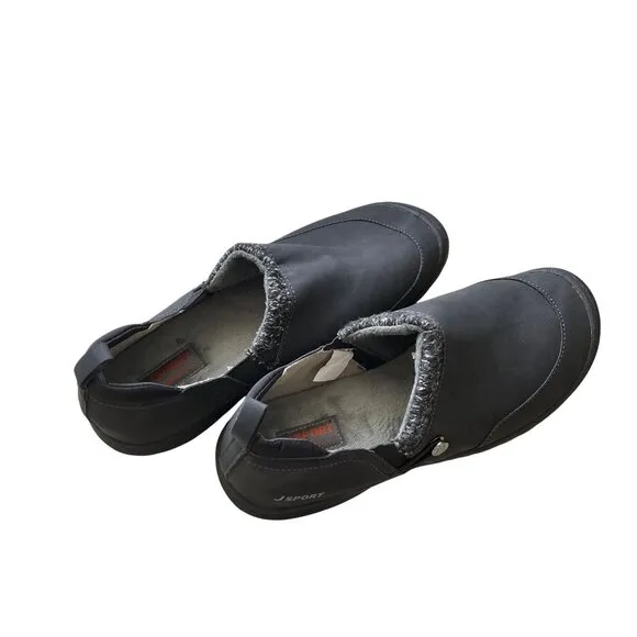 J Sport Men Black Casual Slip-On Shoes With Faux Fur &amp; Memory Foam Comfort Sole