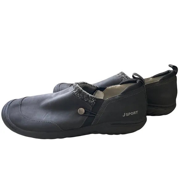 J Sport Men Black Casual Slip-On Shoes With Faux Fur &amp; Memory Foam Comfort Sole