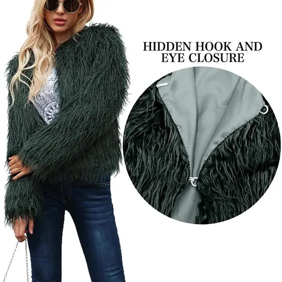 Jacket Fashion Fluffy Coat Long Sleeve Short Outwe
