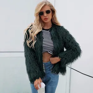 Jacket Fashion Fluffy Coat Long Sleeve Short Outwe