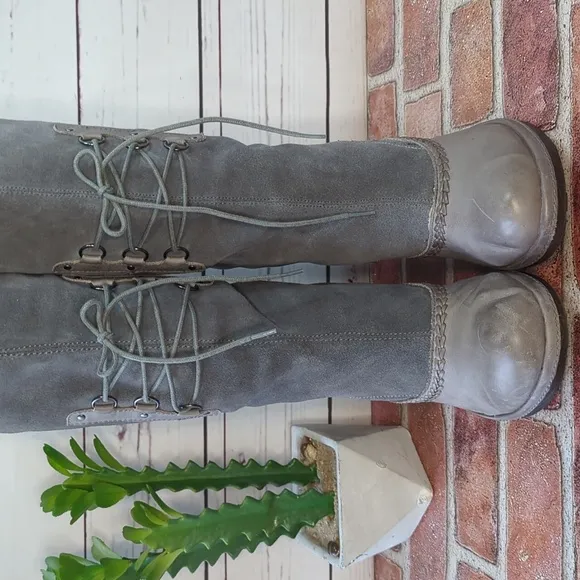 Jambu Riviera Steampunk Victorian Grey Suede Leather Tall Bridgerton Boots 10