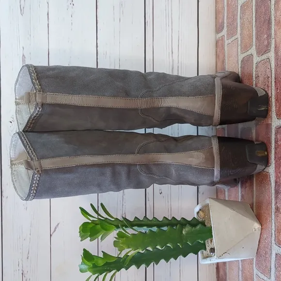 Jambu Riviera Steampunk Victorian Grey Suede Leather Tall Bridgerton Boots 10