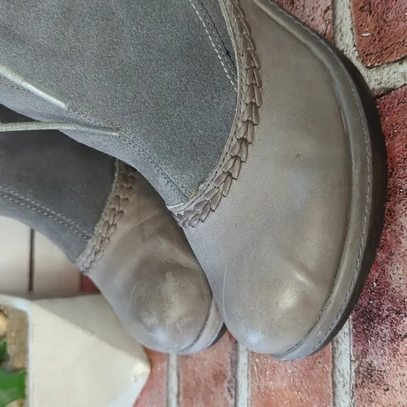 Jambu Riviera Steampunk Victorian Grey Suede Leather Tall Bridgerton Boots 10