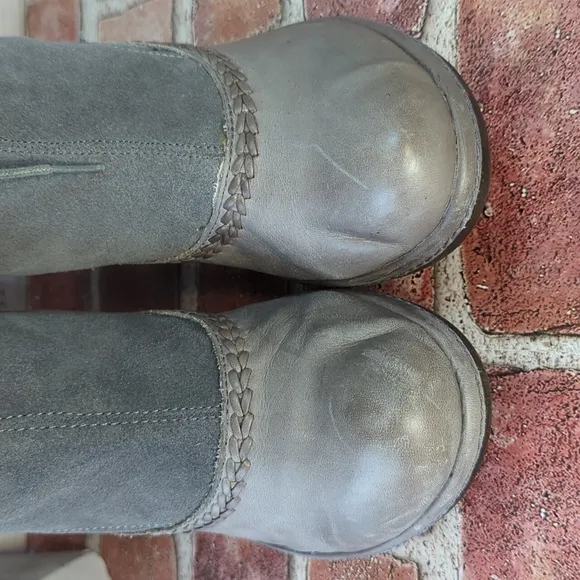 Jambu Riviera Steampunk Victorian Grey Suede Leather Tall Bridgerton Boots 10