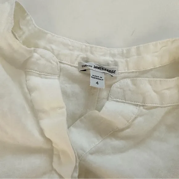 James Perse Sleeveless 100% Linen Dress Sz 4/XL White Drawstring Waist Casual