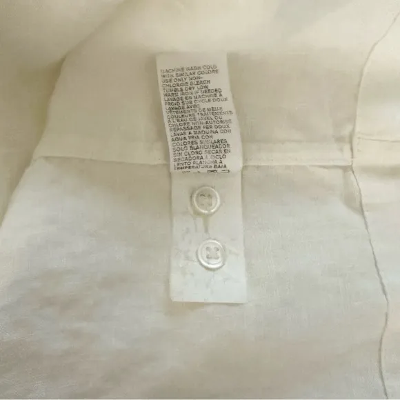 James Perse Sleeveless 100% Linen Dress Sz 4/XL White Drawstring Waist Casual