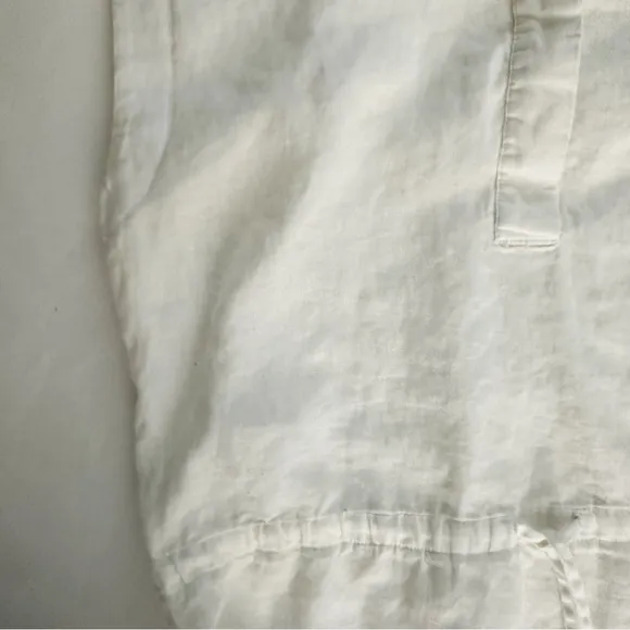 James Perse Sleeveless 100% Linen Dress Sz 4/XL White Drawstring Waist Casual