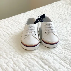 Janie and Jack NWT Toddler Shoes Size 8 White w/ Blue, Red &amp; Yellow Stripe