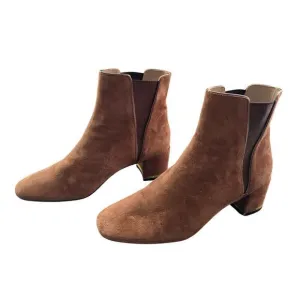 JB Martin Womens Ankle Booties EU 40 Chestnut Brown Suede Leather Chelsea Boots