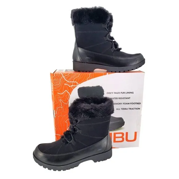 JBU Boots Womans 9 Faux Fur Winter Outdoor Combat Water Resistant Shoes