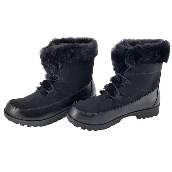 JBU Boots Womans 9 Faux Fur Winter Outdoor Combat Water Resistant Shoes