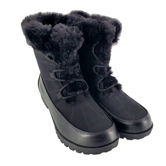 JBU Boots Womans 9 Faux Fur Winter Outdoor Combat Water Resistant Shoes