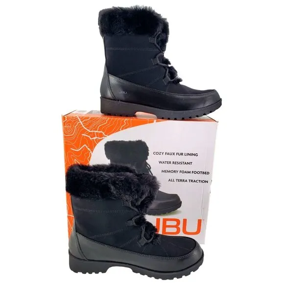 JBU Boots Womans 9 Faux Fur Winter Outdoor Combat Water Resistant Shoes