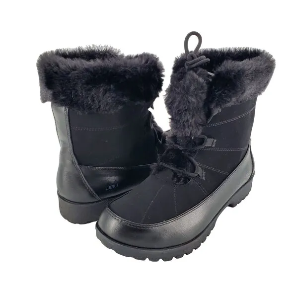 JBU Boots Womans 9 Faux Fur Winter Outdoor Combat Water Resistant Shoes