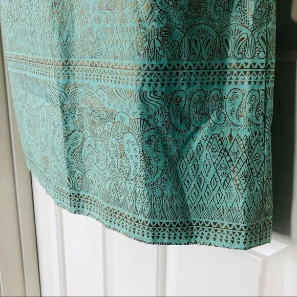 J.Crew Green &amp; Bronze Bohemian Print Skirt