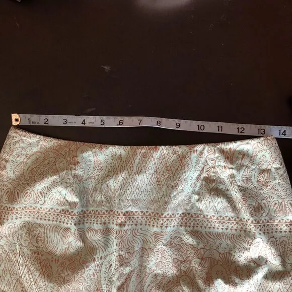 J.Crew Green &amp; Bronze Bohemian Print Skirt