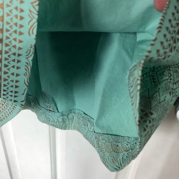 J.Crew Green &amp; Bronze Bohemian Print Skirt