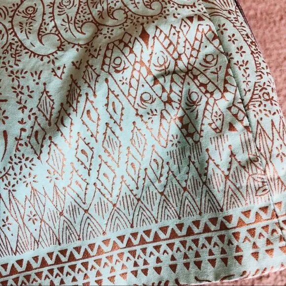 J.Crew Green &amp; Bronze Bohemian Print Skirt