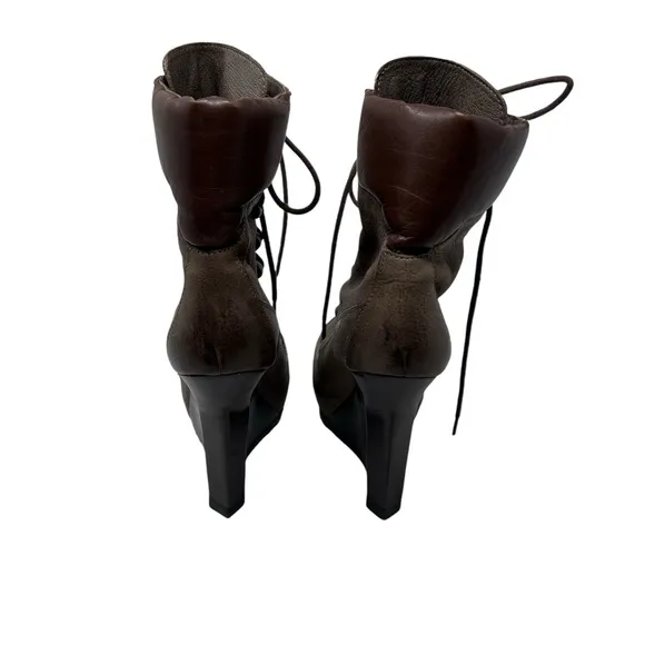 Jean-Michel Cazabat Boots Wedge Hiking Leather 36 Lace Up Women's Boots EUC