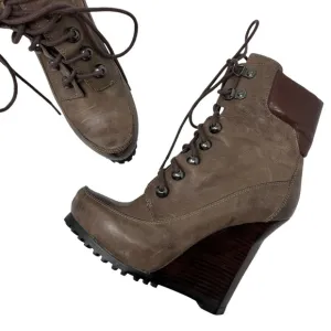 Jean-Michel Cazabat Boots Wedge Hiking Leather 36 Lace Up Women's Boots EUC