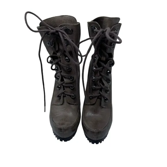 Jean-Michel Cazabat Boots Wedge Hiking Leather 36 Lace Up Women's Boots EUC