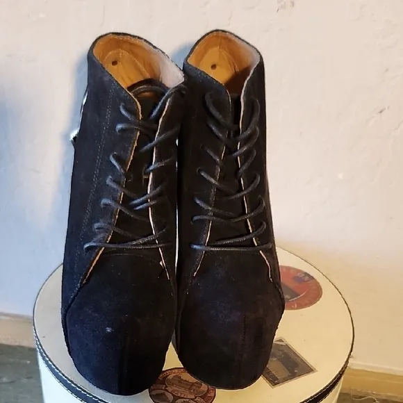 JEFFERY CAMPBELL Black Damsel Claw Platform  Lace Up Shoe Heel 6