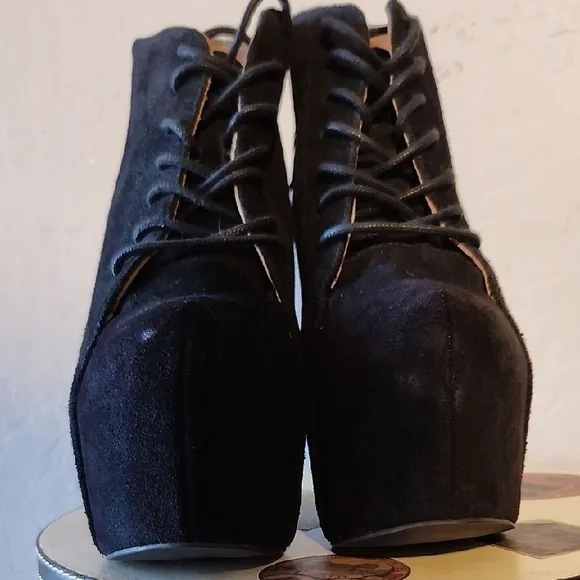 JEFFERY CAMPBELL Black Damsel Claw Platform  Lace Up Shoe Heel 6