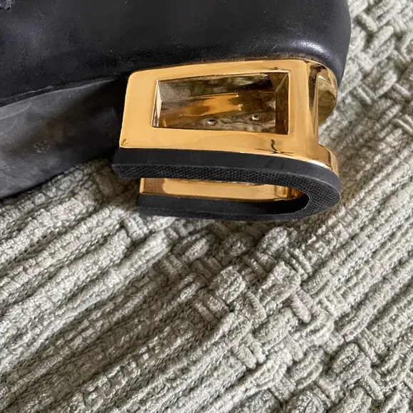 Jeffrey Campbell Black and Gold Ankle Boots with Studded Flair